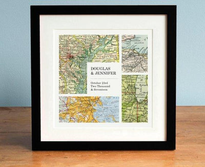 Wedding Gift Art, Modern Grid Personalized Map Art - BOSTON CREATIVE COMPANY