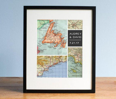 Modern Grid Personalized Map Art, Wedding Gift, Gift for Groom, Gift for Dad, Gift for Uncle, Map Design, Map Art Print - BOSTON CREATIVE COMPANY