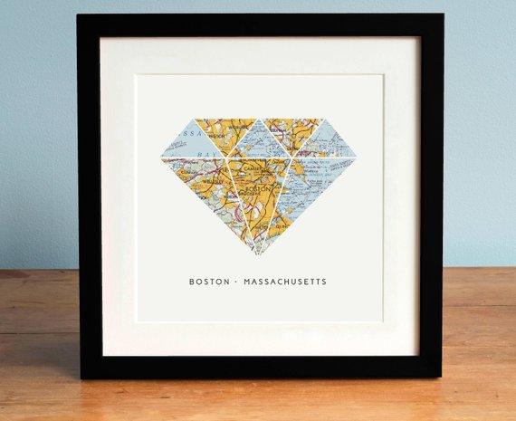 Boston Map Art - Diamond Map of Boston Massachusetts – BOSTON CREATIVE ...
