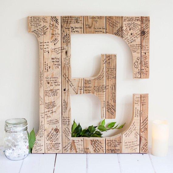 Wedding personalized Guest Book Initial Alternative in wood - BOSTON CREATIVE COMPANY