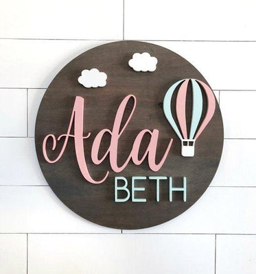 Baloon Custom Name Sign | 24" Round Sign | Baby Name Sign - BOSTON CREATIVE COMPANY