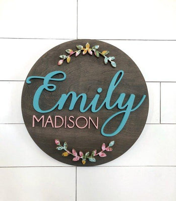 Olive Custom Name Sign | 24" Round Sign | Baby Name Sign - BOSTON CREATIVE COMPANY