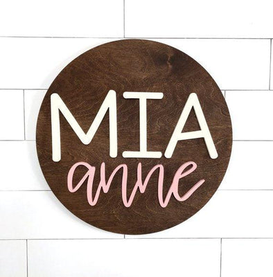 New Custom Nursery Sign | 24" Round Sign | Baby Name Sign - BOSTON CREATIVE COMPANY