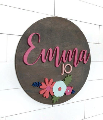 3D Custom Name Sign | 24" Round Sign | Baby Name Sign - BOSTON CREATIVE COMPANY