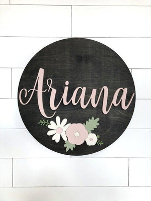 Boston Custom Name Sign | 24" Round Sign | Baby Name Sign - BOSTON CREATIVE COMPANY