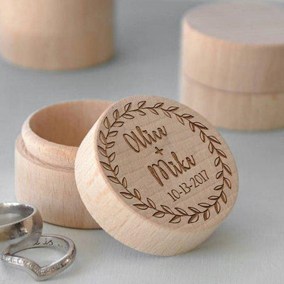 Vintage Proposal Jewelry Rustic Personalized Wedding Wooden Ring Box - BOSTON CREATIVE COMPANY