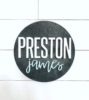 Custom Name Sign | 24" Round Sign | Baby Name Sign - BOSTON CREATIVE COMPANY