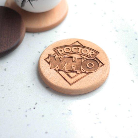 Doctor Who engraved wooden coasters - Set of 6 - BOSTON CREATIVE COMPANY