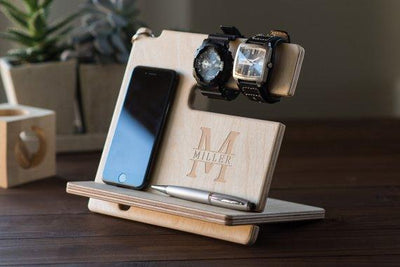Personalized Docking Station Wooden Phone Stand - BOSTON CREATIVE COMPANY