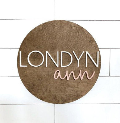 3D Custom Name Sign | 24" Round Sign | Baby Name Sign - BOSTON CREATIVE COMPANY