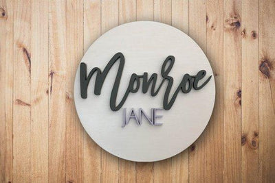 Round Custom  Baby Name Sign - BOSTON CREATIVE COMPANY