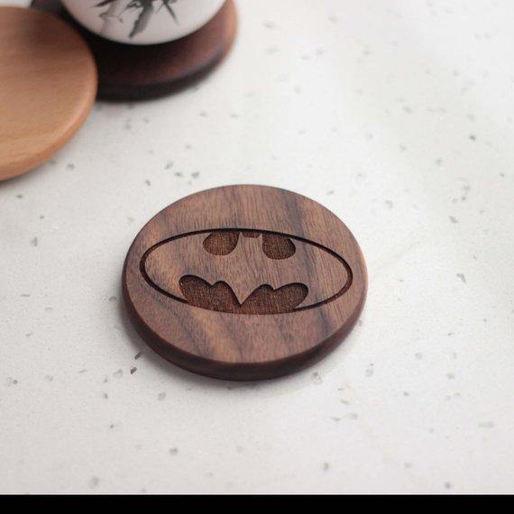 Batman wooden engraved coaster - Set of 6 - BOSTON CREATIVE COMPANY