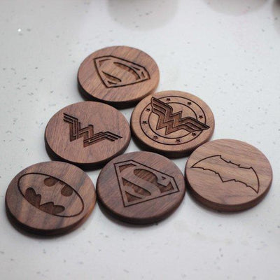 Engraved Wood coasters - Set of 6 - BOSTON CREATIVE COMPANY