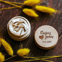 Custom Rustic Round Handmade Engagement Gift Proposal Wooden Ring Box - BOSTON CREATIVE COMPANY