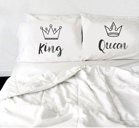 King & Queen Pillow Case Wedding Gift Couples Pillows - BOSTON CREATIVE COMPANY