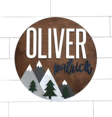 Custom Name | 24" Mountain Sign | Baby Name Sign - BOSTON CREATIVE COMPANY