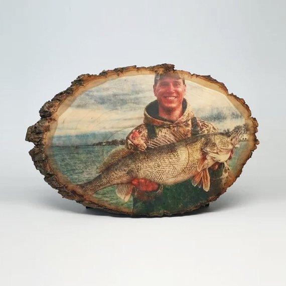 Your Fishing Picture on Wood Fishing Gifts Custom Wood Photo Transfer - BOSTON CREATIVE COMPANY