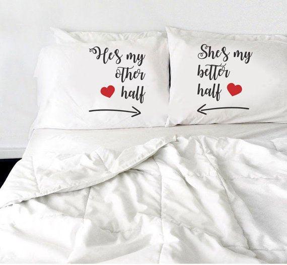 Hes My Other Half Shes My Better Half Romantic Pillow Cover - BOSTON CREATIVE COMPANY