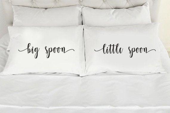 Big Spoon Little Spoon Pillowcases, Couples Pillowcases, Wedding Gift - BOSTON CREATIVE COMPANY