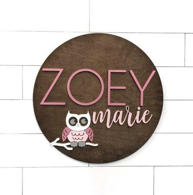 Custom Name Sign | 24" Round Sign | Baby Name Sign | Nursery Room Decor - BOSTON CREATIVE COMPANY