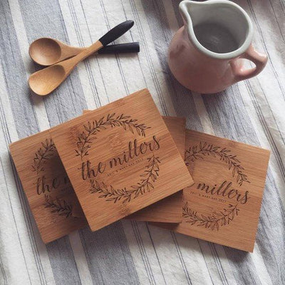 Custom Wood Personalized Coasters Housewarming Gift Decor - BOSTON CREATIVE COMPANY