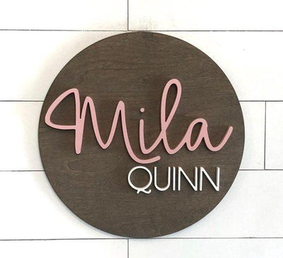 Nursery Name Sign | 24" Round Sign | Baby Name Sign - BOSTON CREATIVE COMPANY