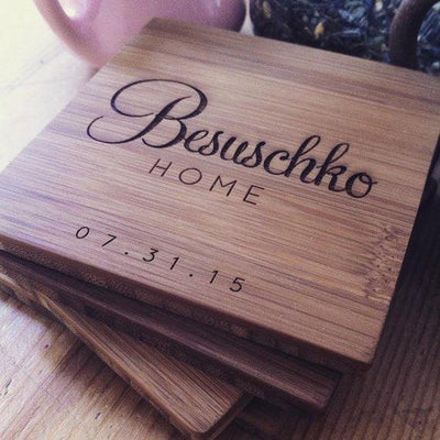 Custom Wood Engraved Coasters - BOSTON CREATIVE COMPANY