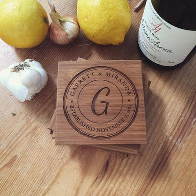 Custom Wood Coasters Set Wedding Gift - BOSTON CREATIVE COMPANY