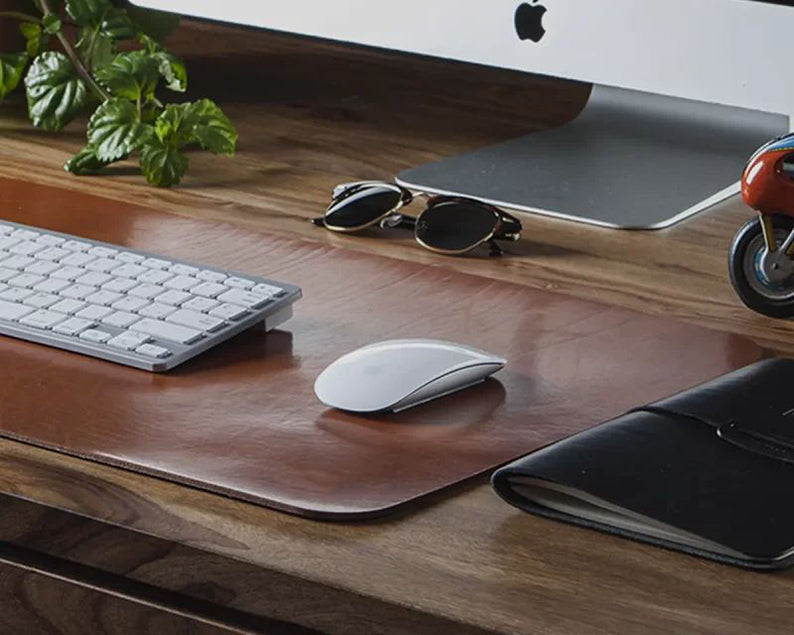 Desk Pad Tan Leather, Desk Mat, Mouse Keyboard Pad, Blotter