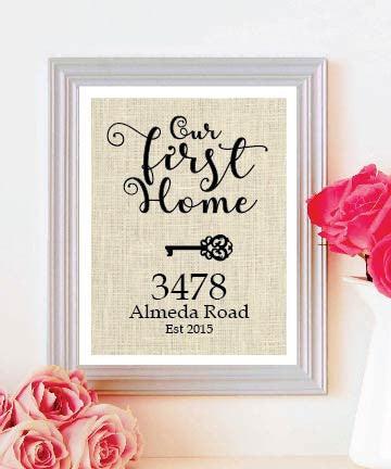 Our First Home Burlap Print -Personalized Address Sign - New House Gift - New Home Housewarming Gift - BOSTON CREATIVE COMPANY